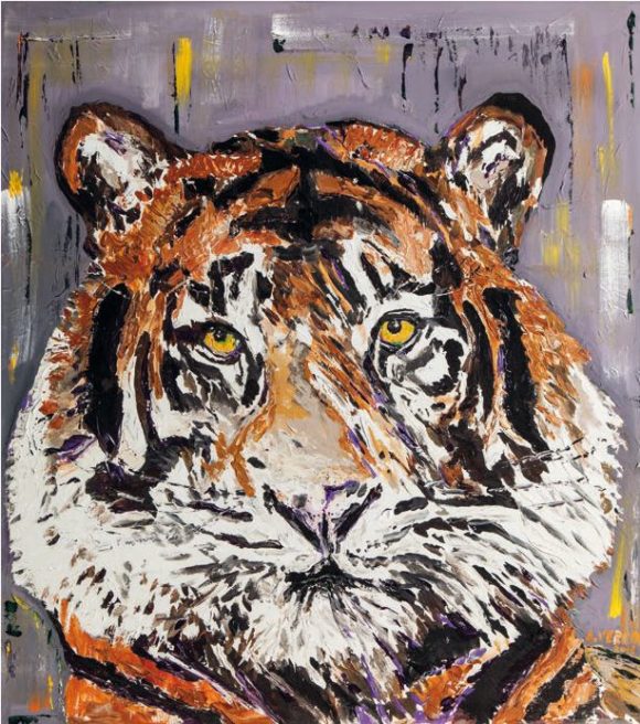 La Tigre, 2018 Acrilico su tavola, 100x100